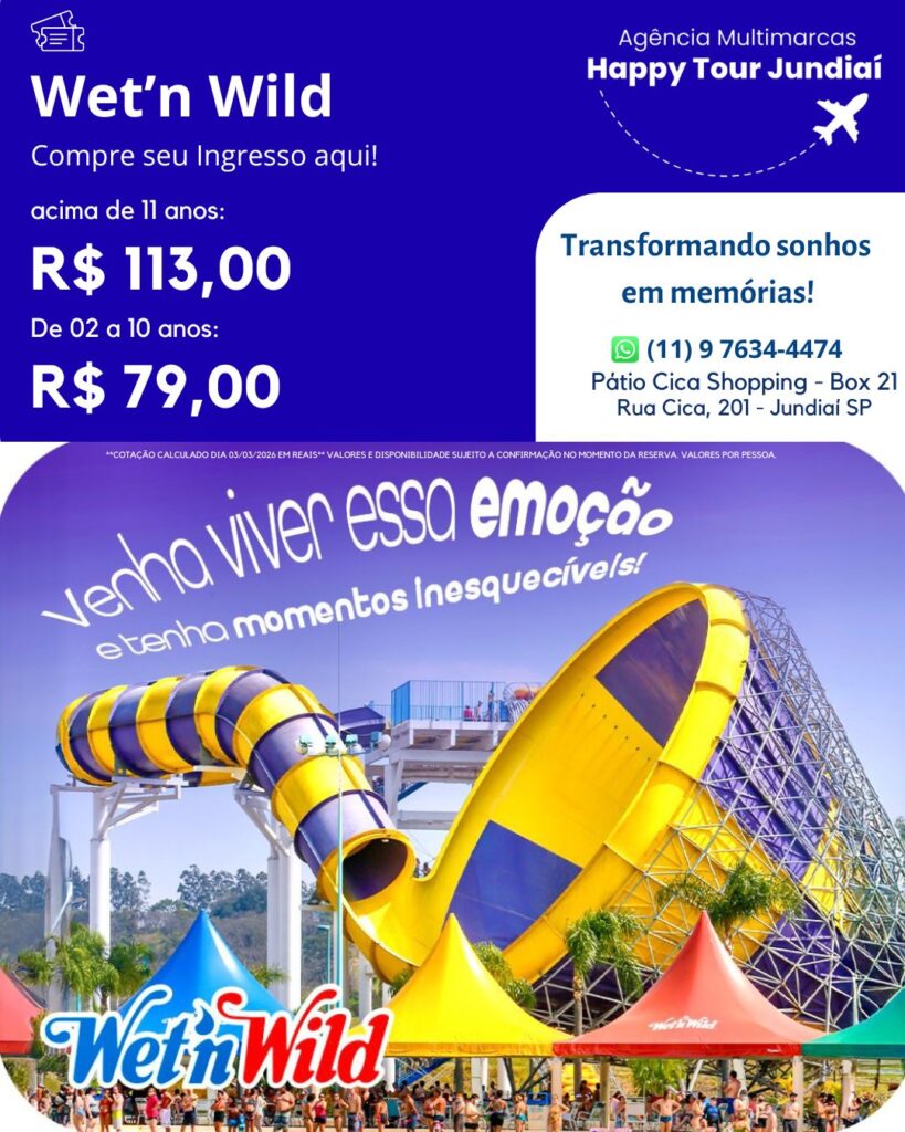 Ponto de vendas ingressos Wet'n Wild